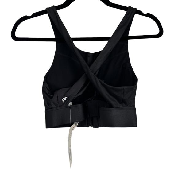 Fabletics Ella High Support Zip Front Sports Bra Medium Black NWT - Picture 2 of 5
